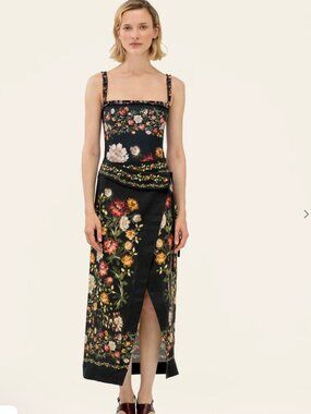 AGUA by Agua Bendita pareo linen midi floral skirt/M/L